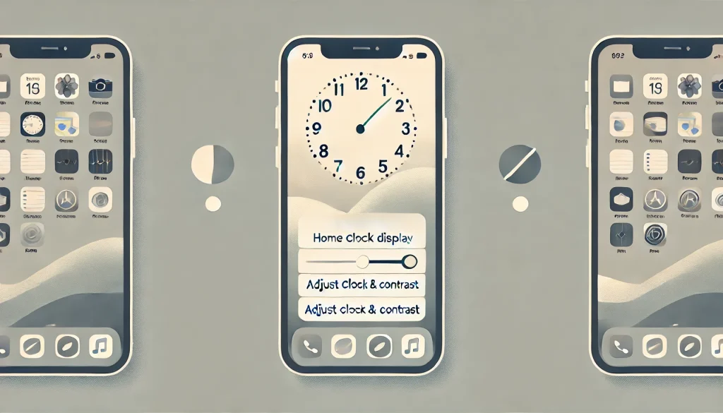 iPhoneのホーム画面で時計表示が薄い時の設定方法